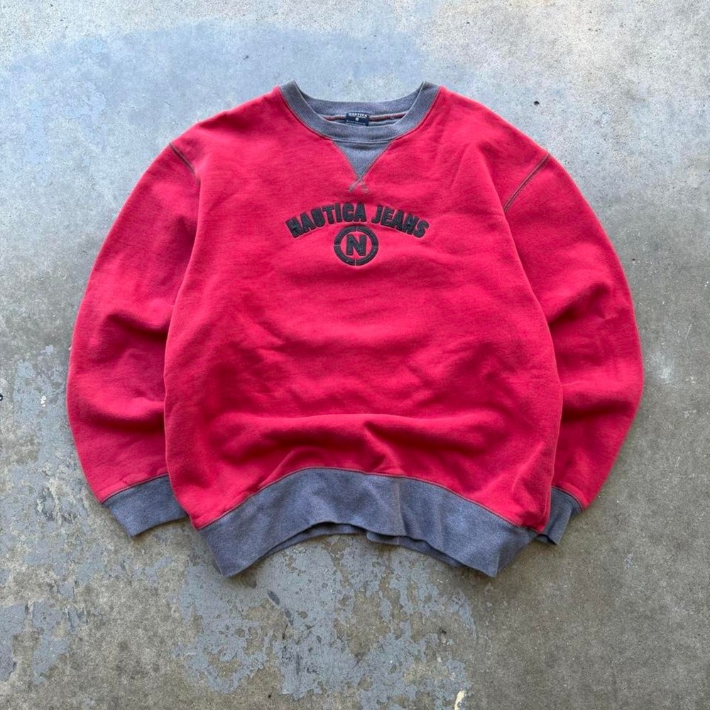 Y2K Nautica Jeans Red Crewneck Sweatshirt size XL